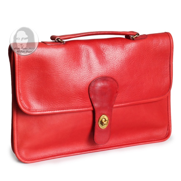Vintage Coach Bag Handle Clutch Portfolio Red Leather Rare Pre Creed 1970s NYC - Picture 3 of 17